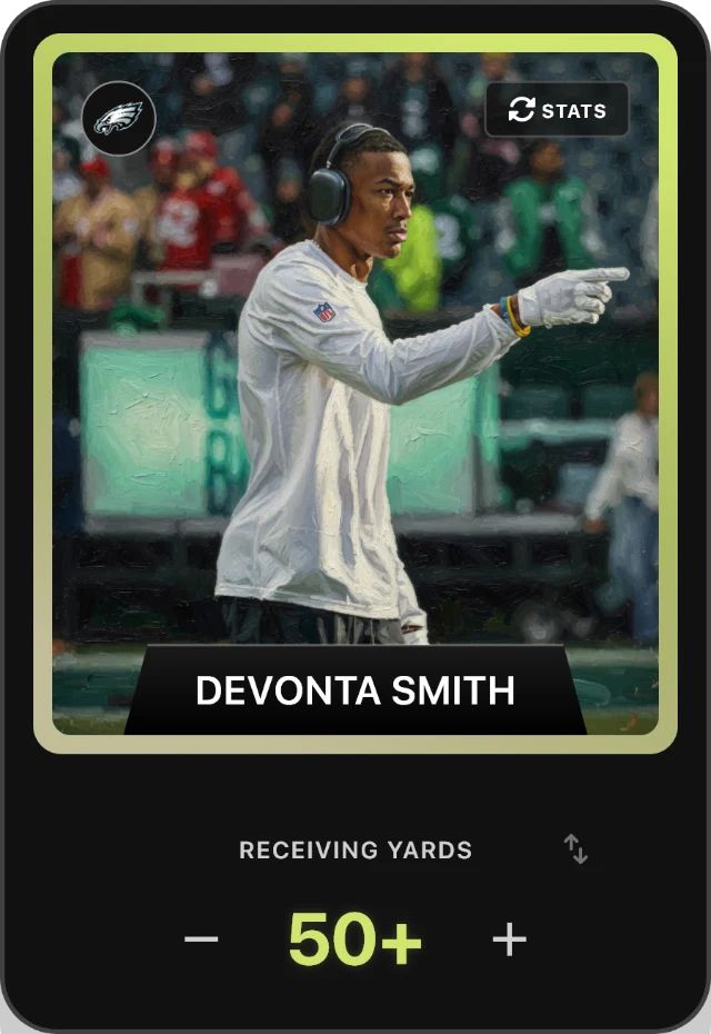 Pick card: DeVonta Smith, Philadelphia Eagles receiver.