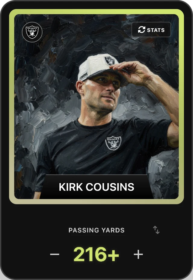Pick card: Kirk Cousins, Las Vegas Raiders quarterback.
