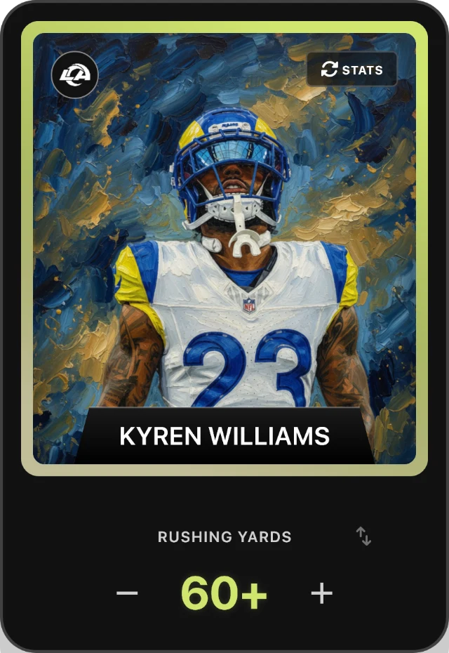 Pick card: Kyren Williams, Los Angeles Rams running back.